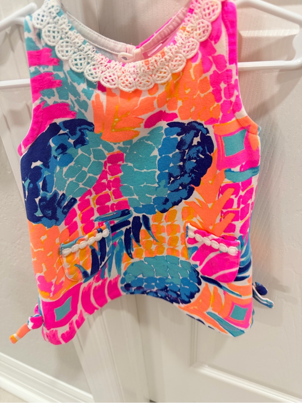 Lilly Pulitzer Girls Bright Pink Orange Blue Tropical Dress